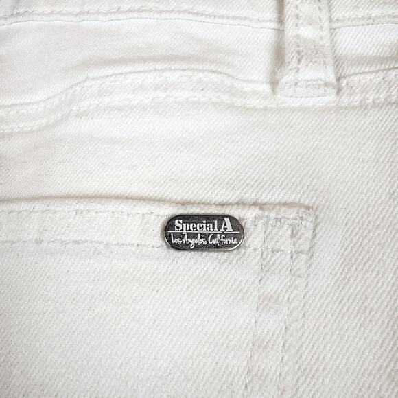 NWT VICI "August" Asymmetrical Frayed Denim Mini Skirt (White | Size S) - Picture 4 of 6